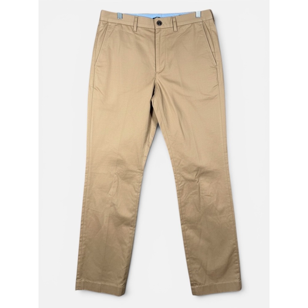 J.Crew Bedford‎ Chino Pants Mens 32x34 Khaki Tan Flat Front 100% Cotton Office